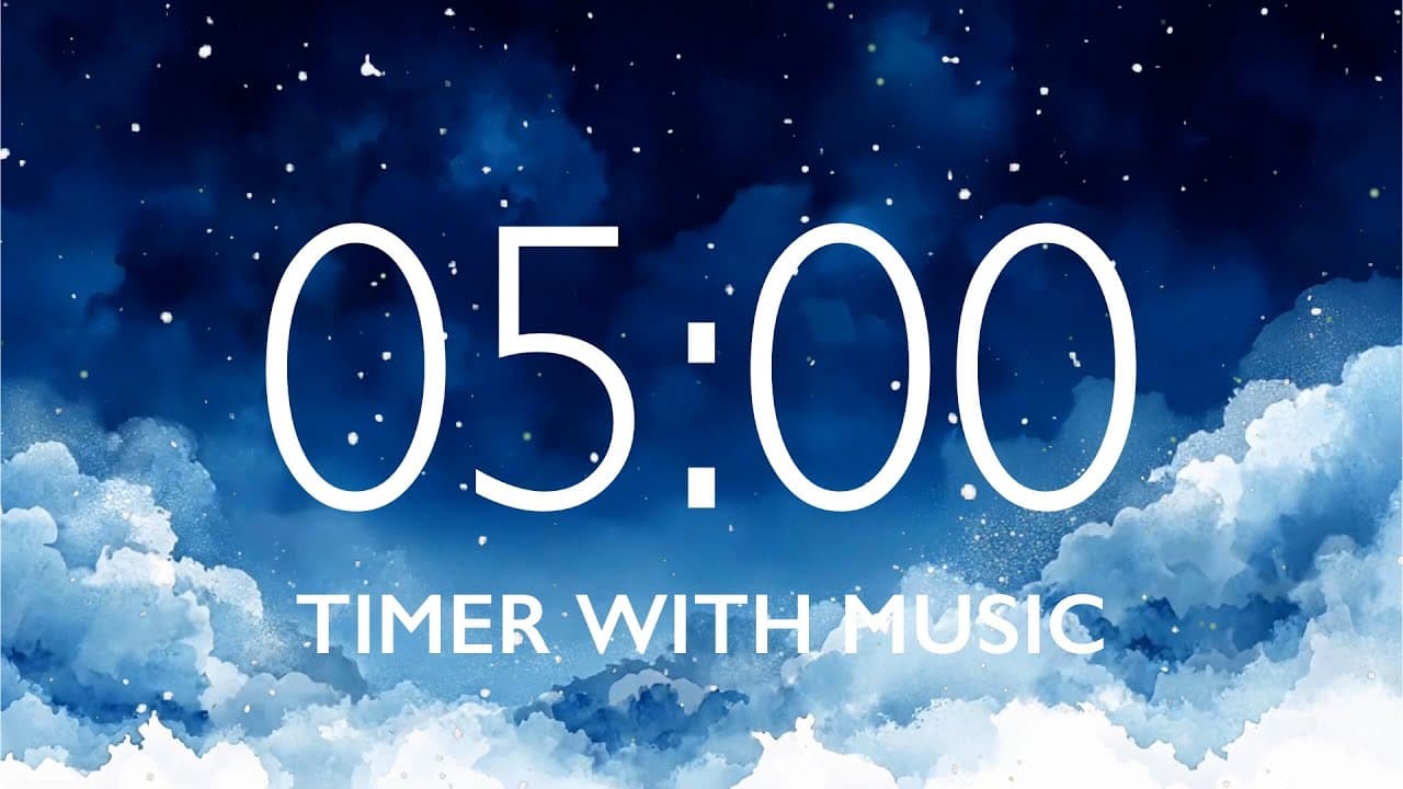 5 Minute Timer with Relaxing Music and Alarm – Starry Sky Background, Version 3