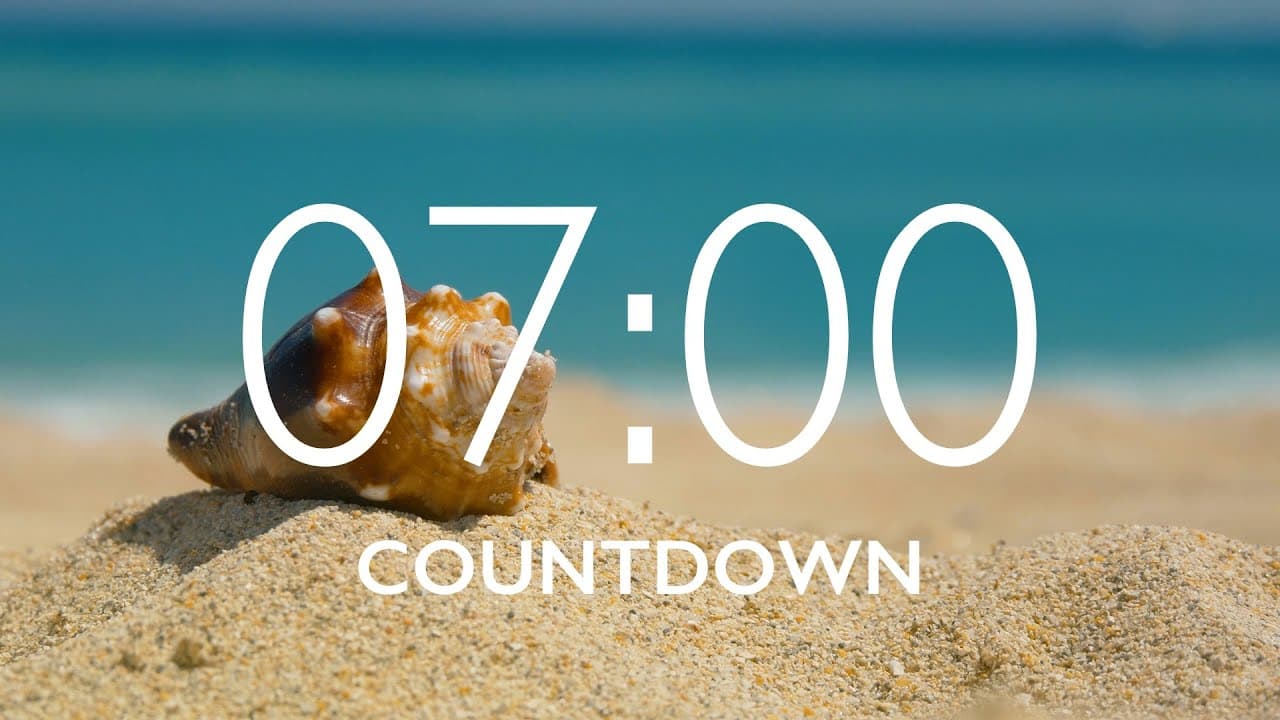 7 Minute Timer with Music and Alarm – Beach Background