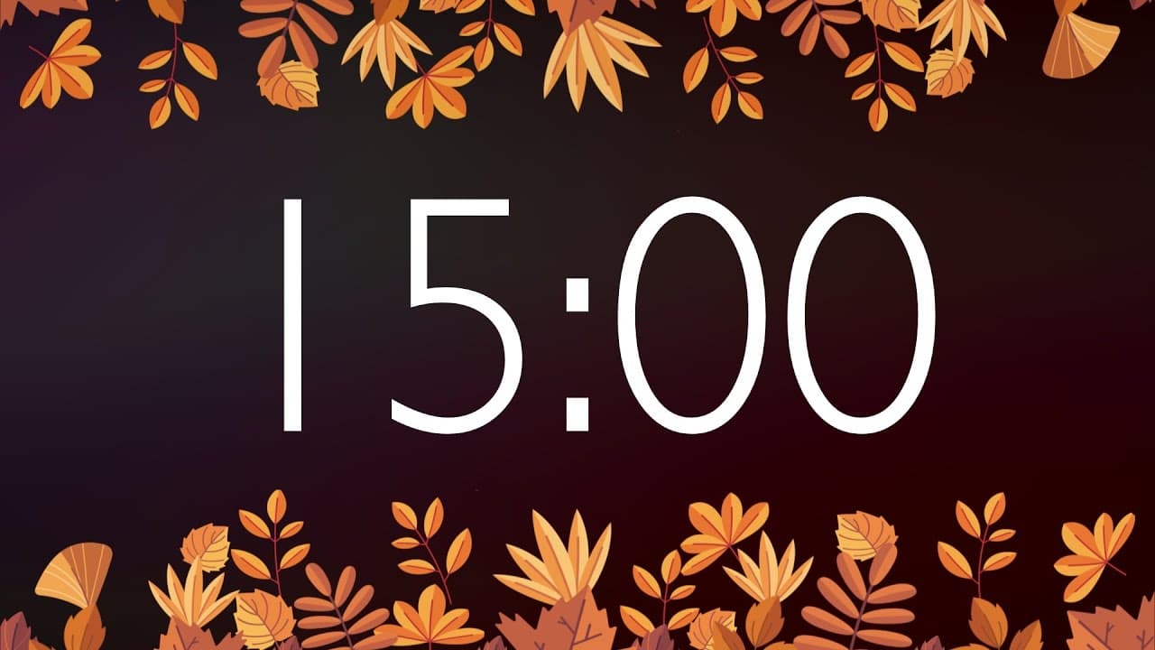 15 Minute Fall Timer with Gentle Alarm (No Music) – Autumn Leaves Background