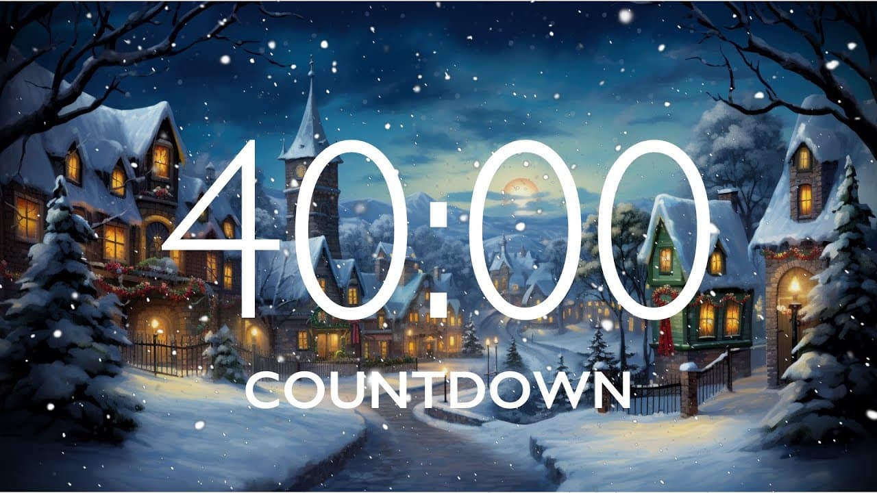40 Minute Timer with Relaxing Music and Alarm – Snow Night Background