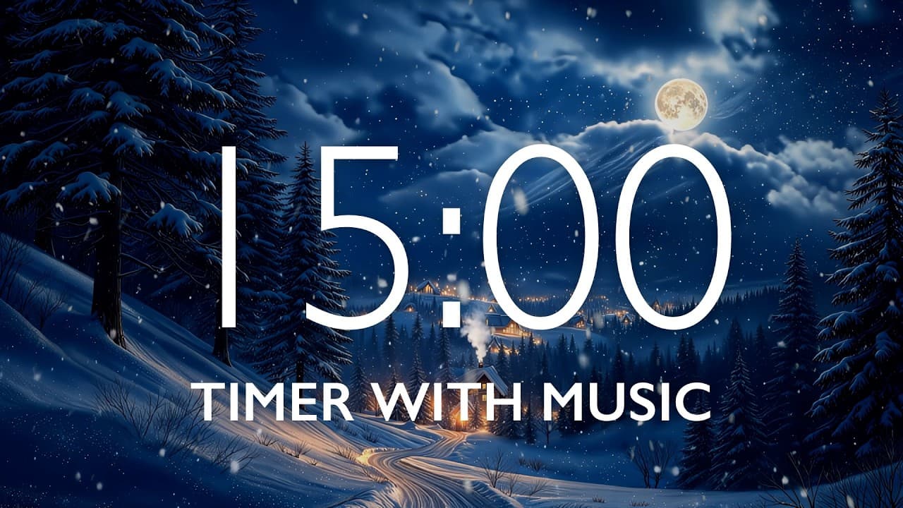 15 Minute Timer with RELAXING Music – Snow Night Background, Version 4