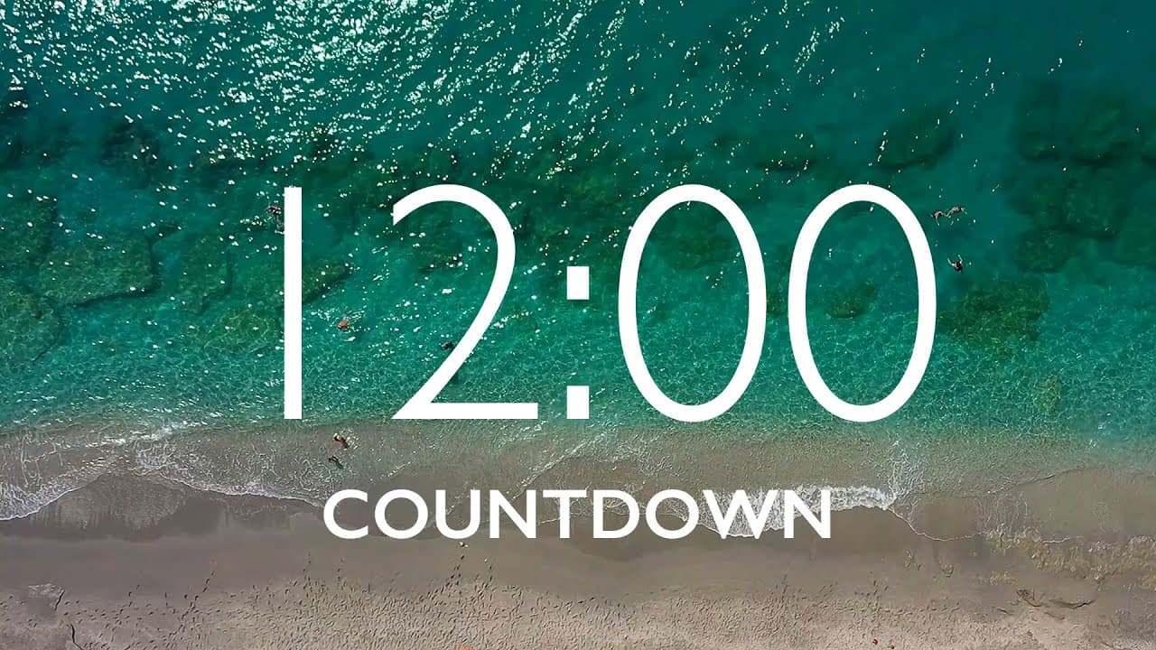 12 Minute Timer with Relaxing Music and Alarm – Beach Background