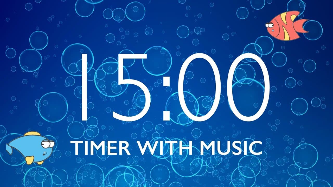 15 Minute Classroom Homework Timer with Music & Alarm – Underwater Background