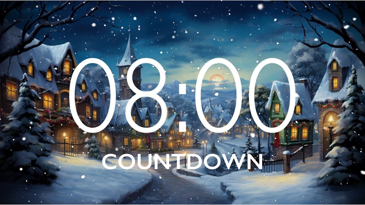 8 Minute Timer with Relaxing Music and Alarm – Snow Night Background