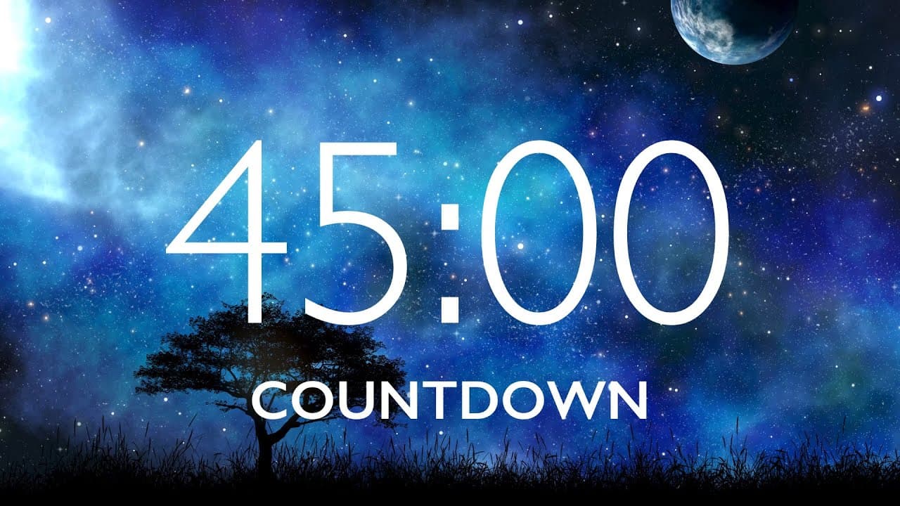 45 Minute Timer with Relaxing Music and Alarm – Starry Sky Background