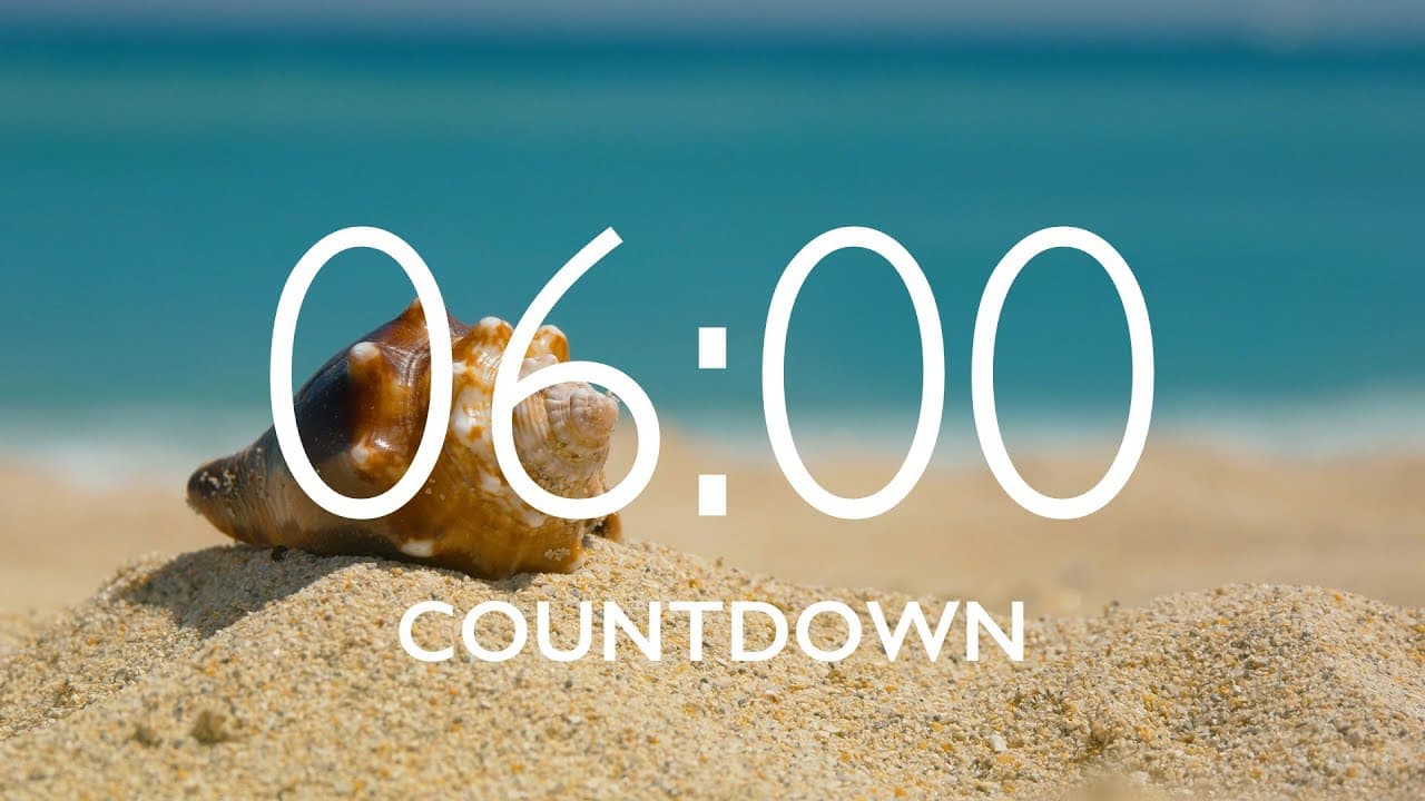 6 Minute Timer with Music and Alarm – Beach Background