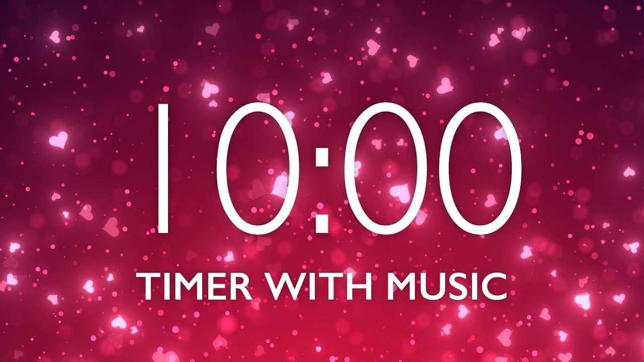 10 Minute Timer with Relaxing Music and Alarm – Pink Sparkles Background