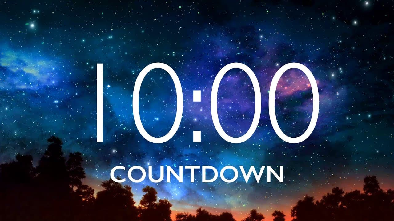 10 Minute Timer with Relaxing Music and Alarm – Starry Sky Background, Version 2