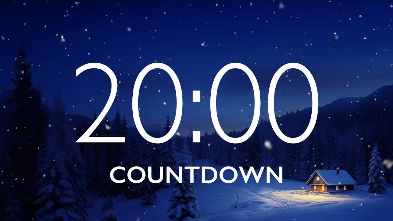 20 Minute Timer with Relaxing Music and Alarm – Snow Night Background