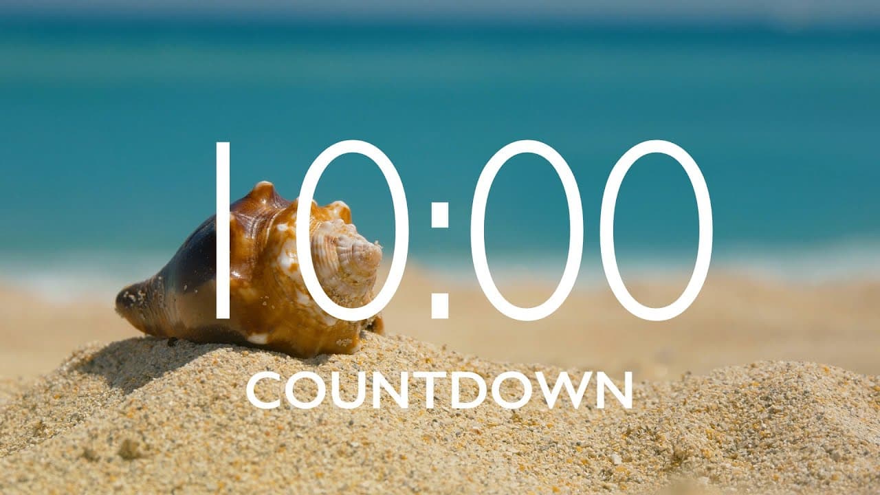 10 Minute Timer with Music and Alarm – Beach Background