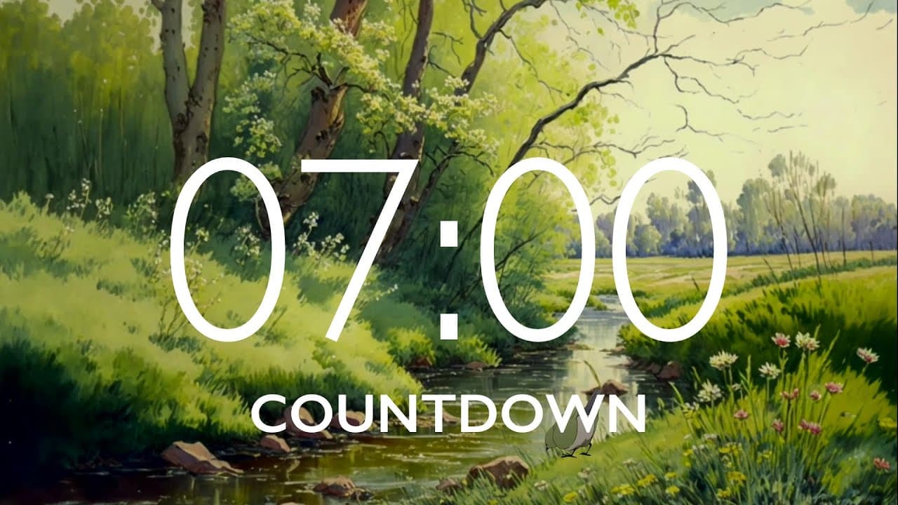 7 Minute Timer with Relaxing Music and Alarm – Meadow Background