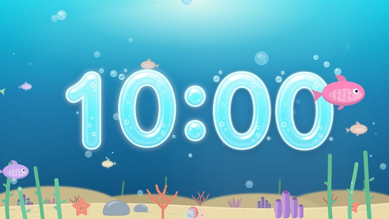 10 Minute Classroom Timer with Music – Underwater Background, Version 2