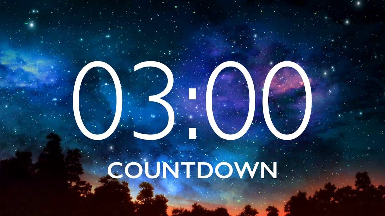 3 Minute Timer with Relaxing Music and Alarm – Starry Sky Background