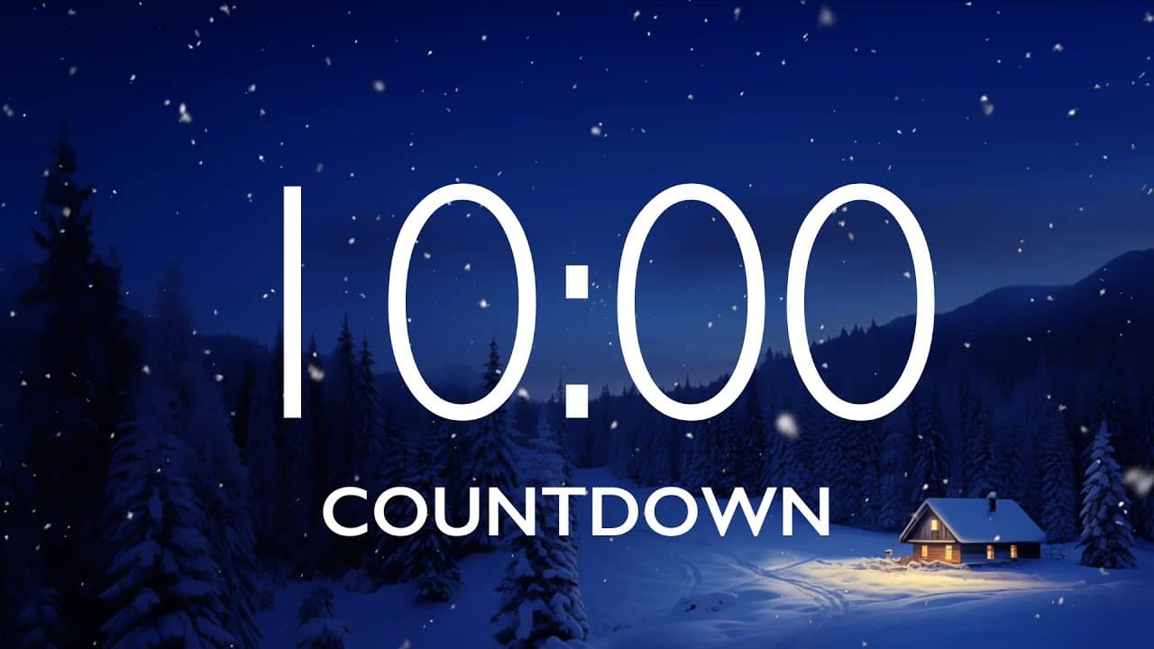 10 Minute Timer with Relaxing Music and Alarm – Snow Night Background