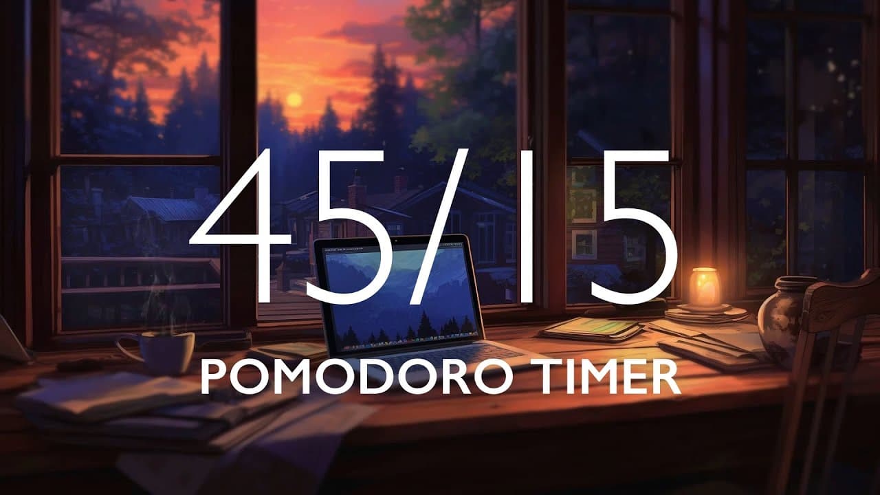 Pomodoro Timer with Ambient Music 2 hour study session (45/15) – Study Room Background