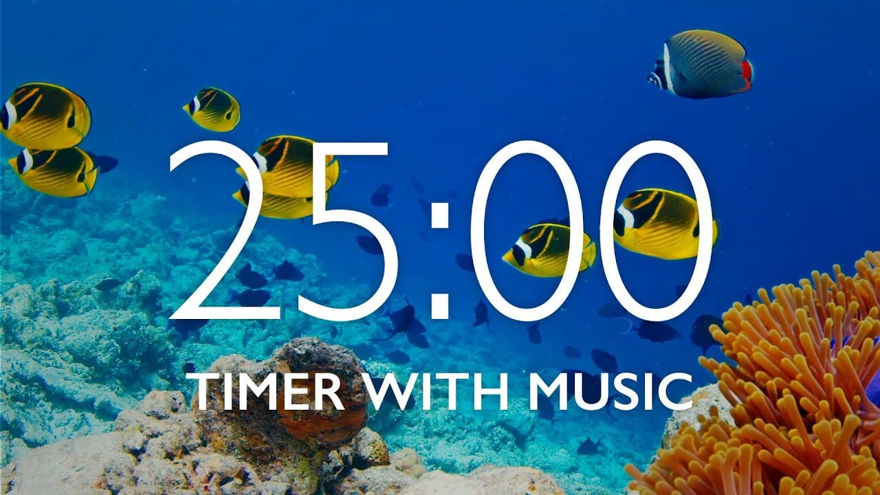 25 Minute Timer with Relaxing Music and Alarm – Underwater Background