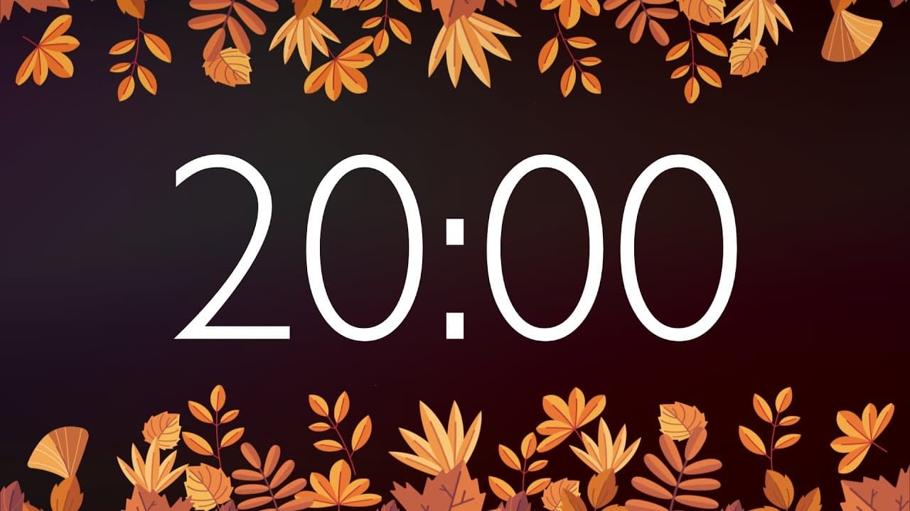 20 Minute Fall Timer with Gentle Alarm (No Music) – Autumn Leaves Background