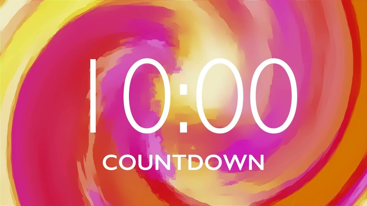 10 Minute Classroom Timer with Relaxing Music and Alarm – Colorful Swirl Background