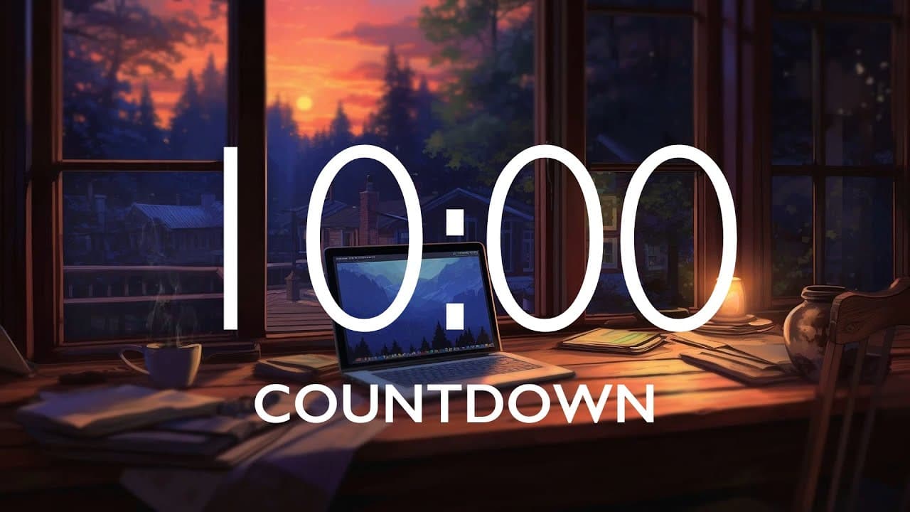 10 Minute Timer with Relaxing Music and Alarm – Study Room Background