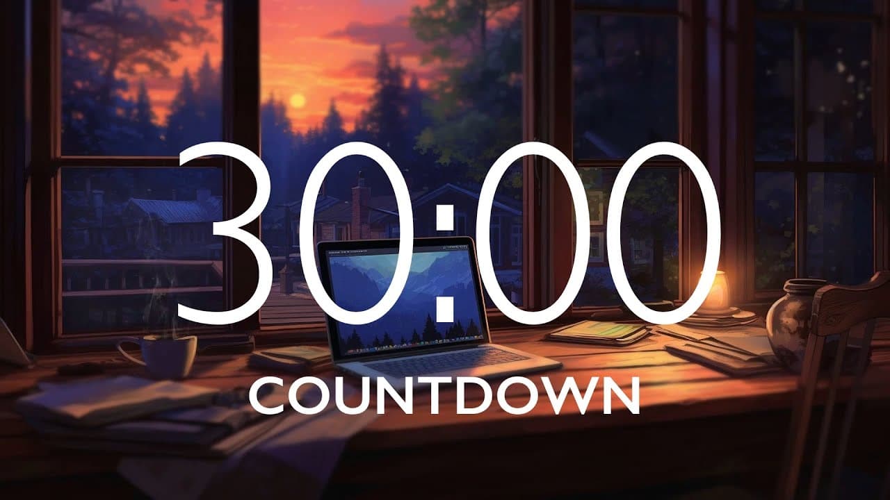 30 Minute Timer with Relaxing Music and Alarm – Study Room Background
