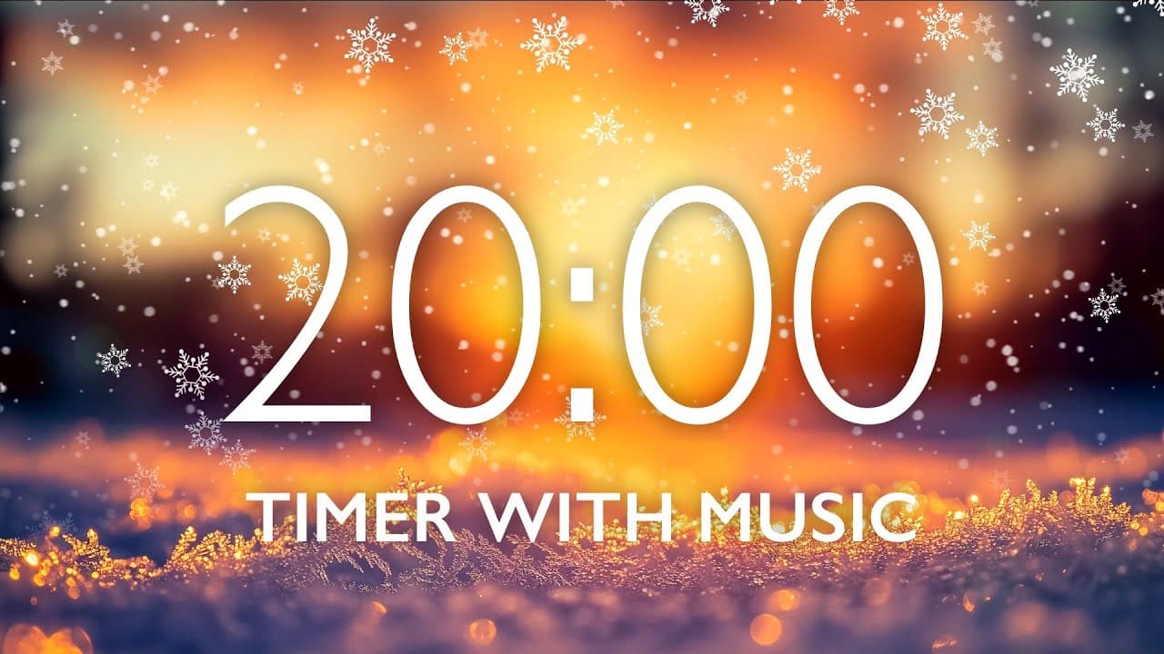 20 Minute Timer with Relaxing Music and Alarm – Snowfall Background