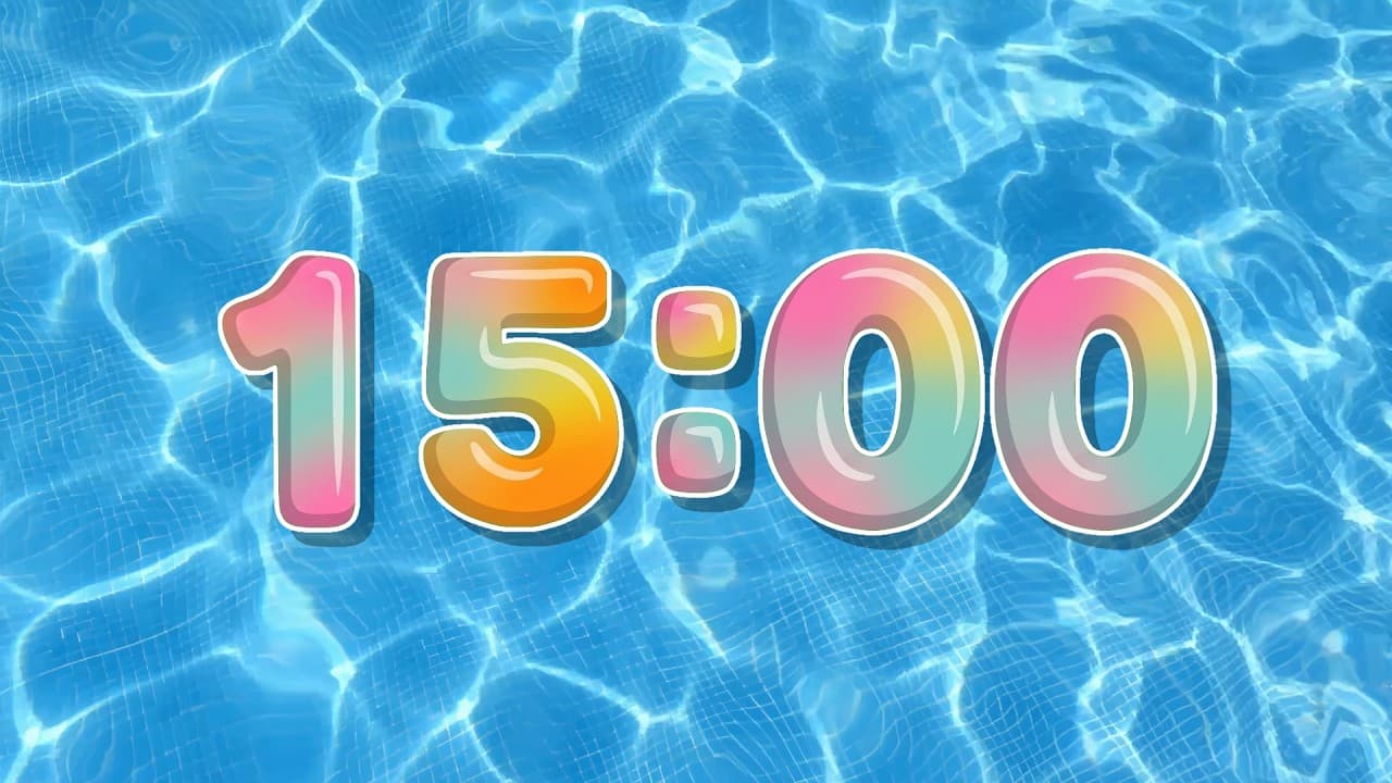 15 Minute Classroom Timer with Fun Music – Pool Water Background