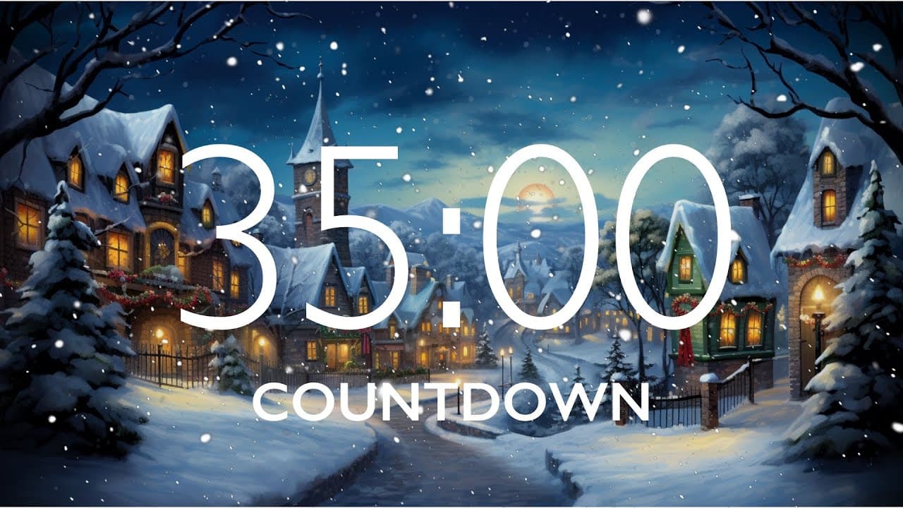 35 Minute Timer with Relaxing Music and Alarm – Snow Night Background