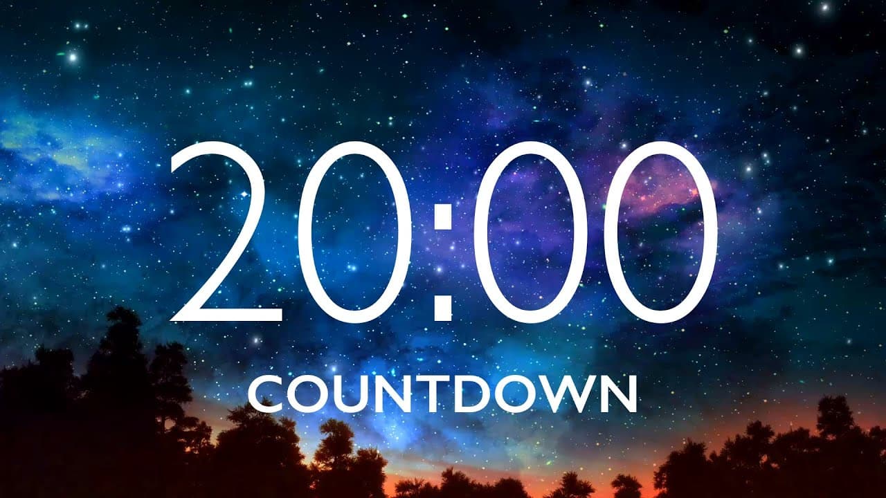 20 Minute Timer with Relaxing Music and Alarm – Starry Sky Background, Version 2