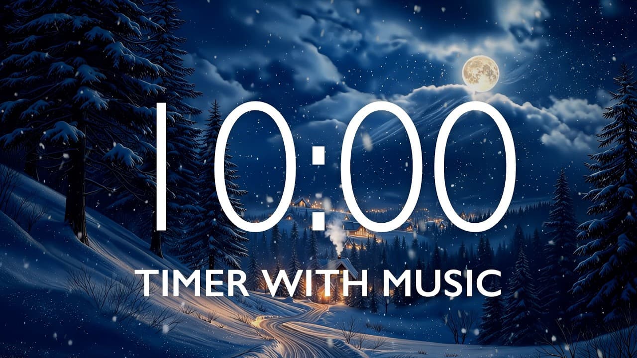10 Minute Timer with Soothing Music – Snow Night Background, Version 4