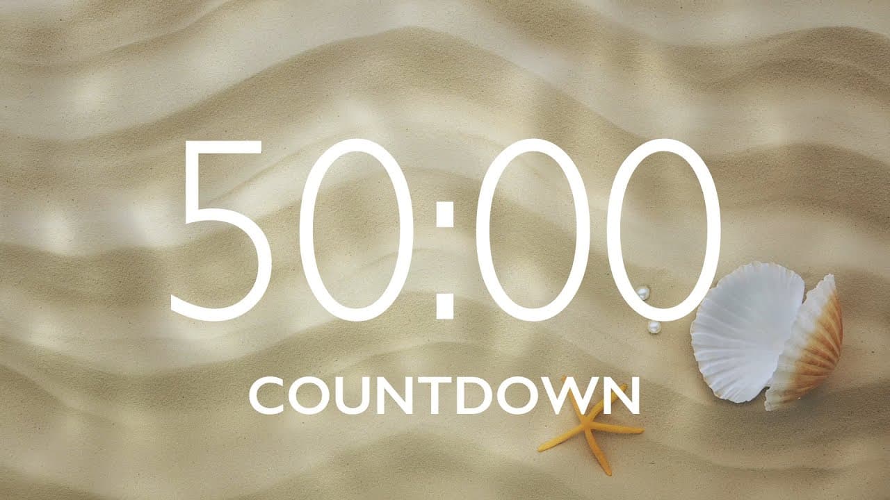 50 Minute Timer with Relaxing Music and Alarm – Sand Background