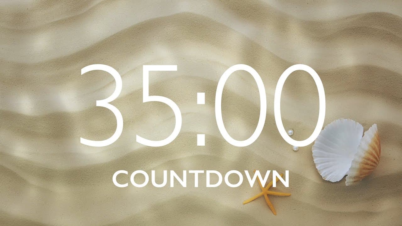 35 Minute Timer with Relaxing Music and Alarm – Sand Background