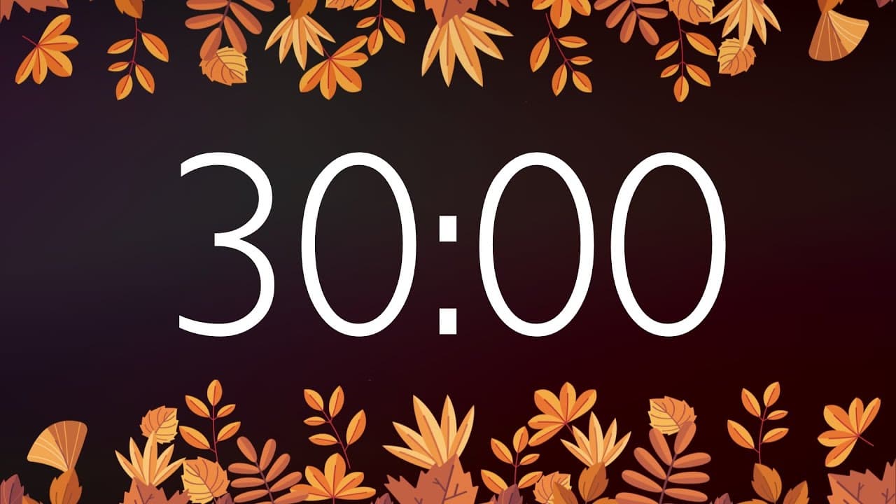 30 Minute Fall Timer with Gentle Alarm (No Music) – Autumn Leaves Background