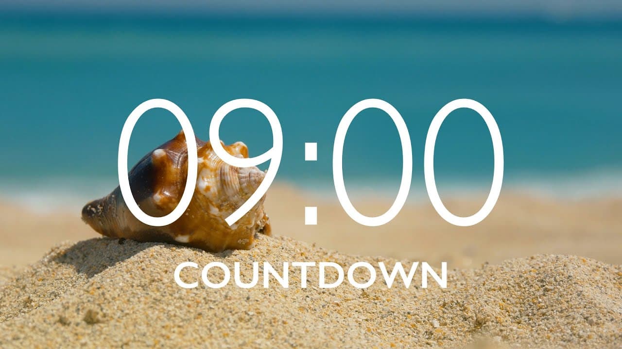 9 Minute Timer with Music and Alarm – Beach Background