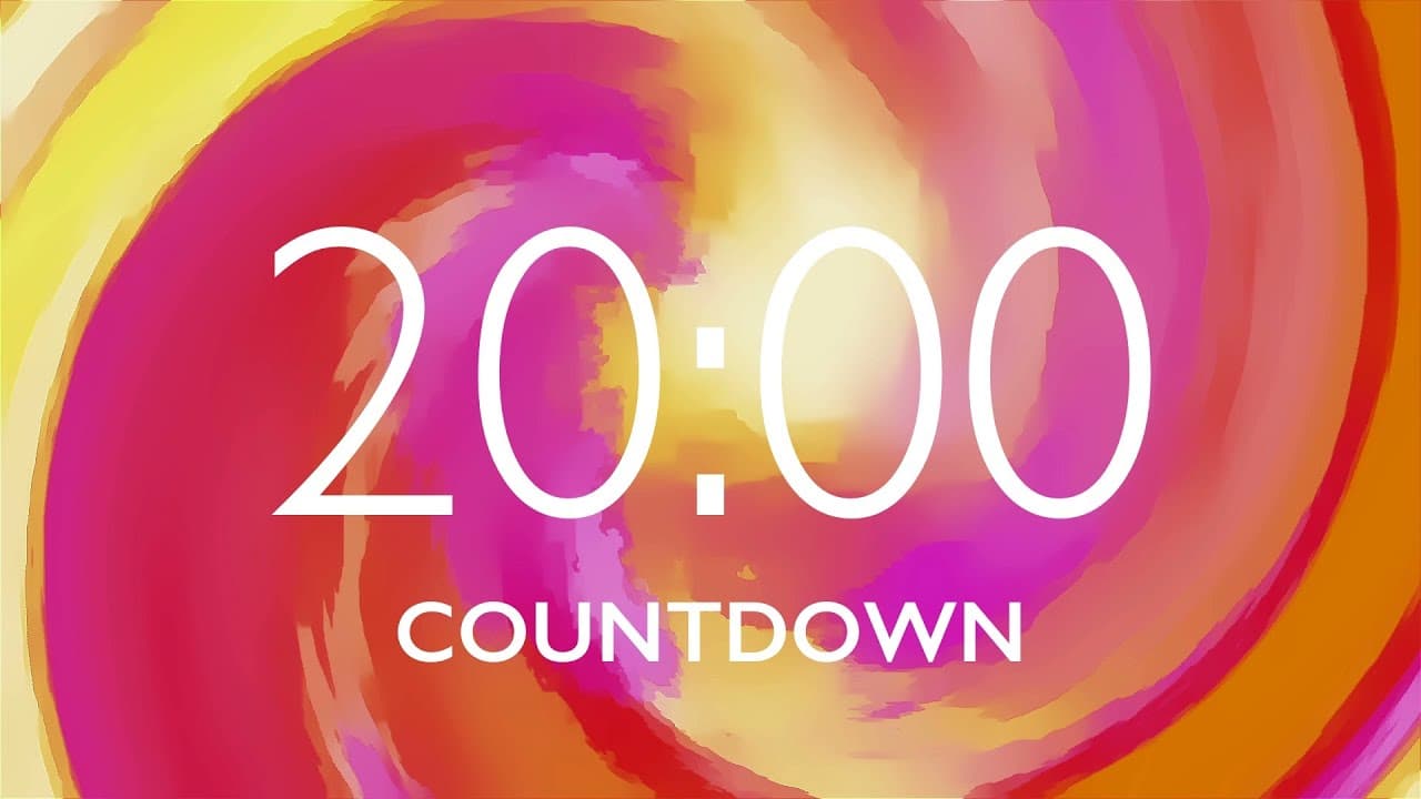20 Minute Classroom Timer with Relaxing Music and Alarm – Colorful Swirl Background