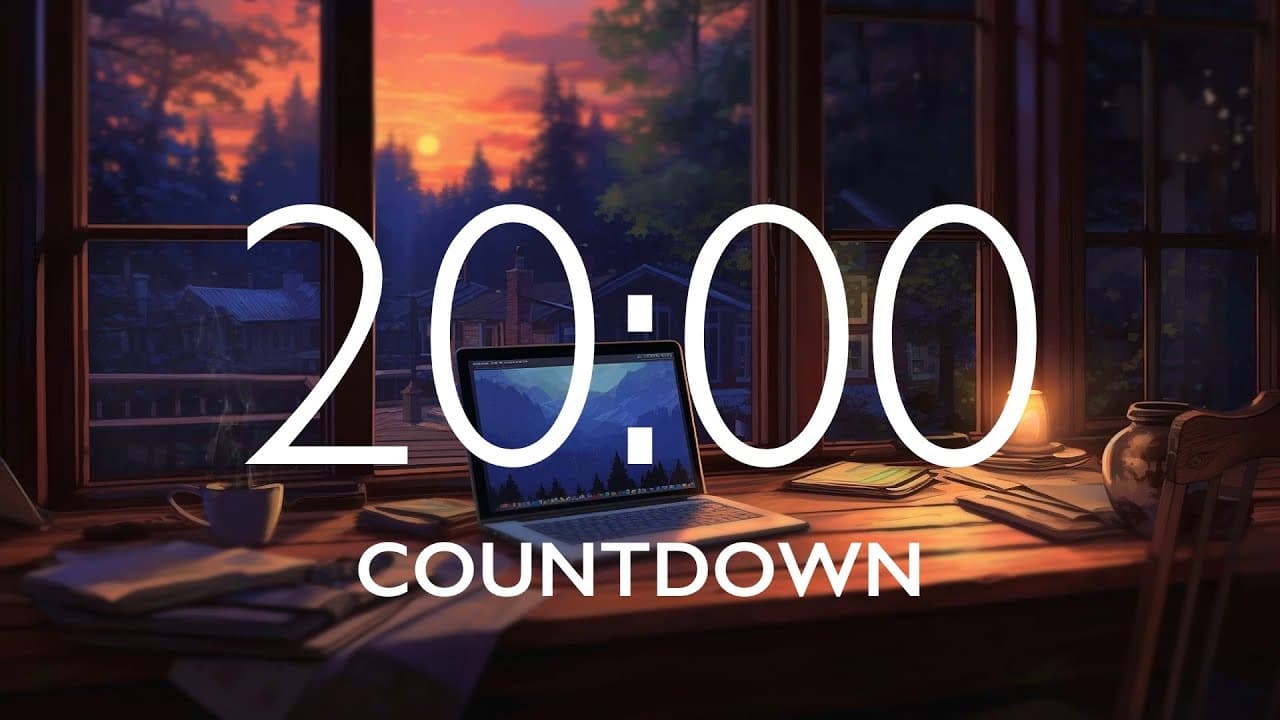 20 Minute Timer with Relaxing Music and Alarm – Study Room Background