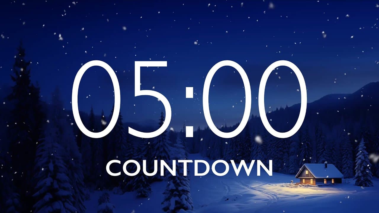 5 Minute Timer with Relaxing Music and Alarm – Snow Night Background