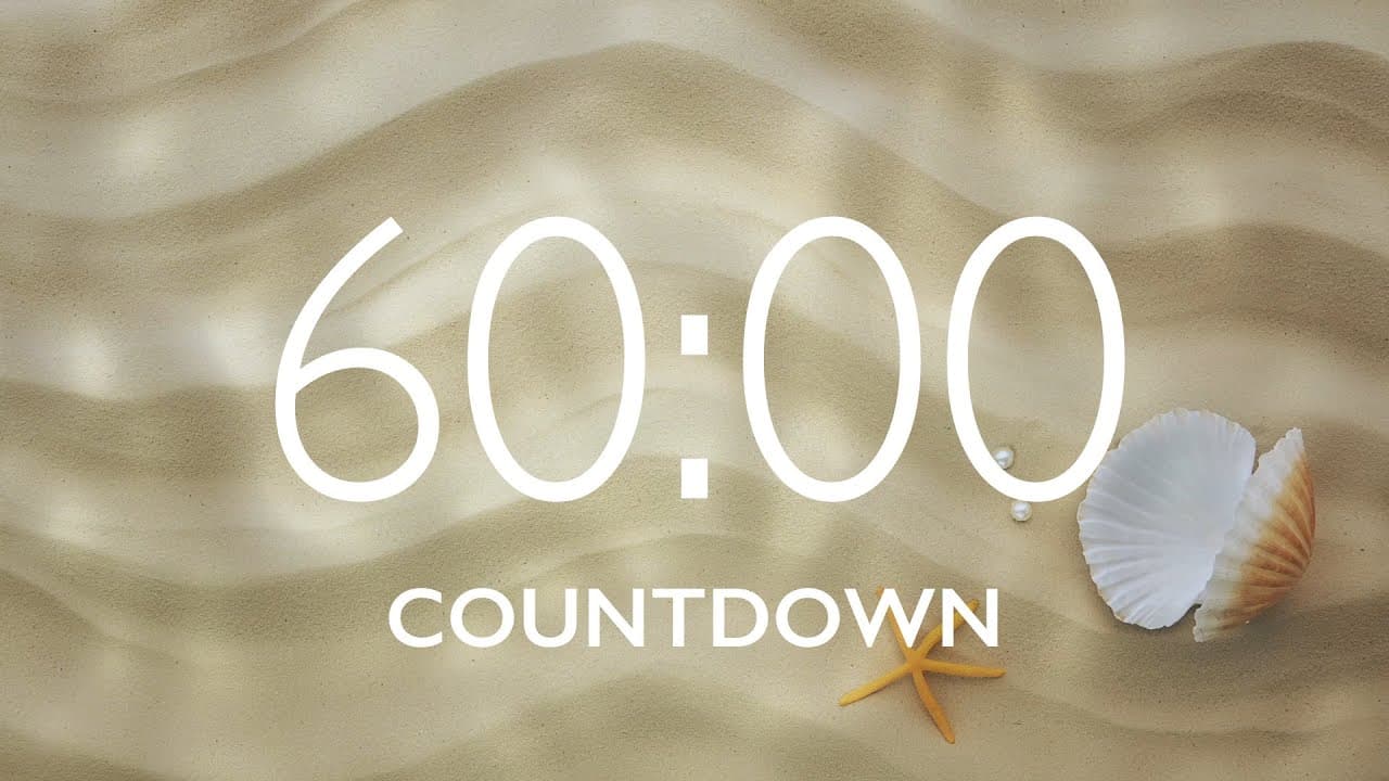 60 Minute Timer with Relaxing Music and Alarm – Sand Background